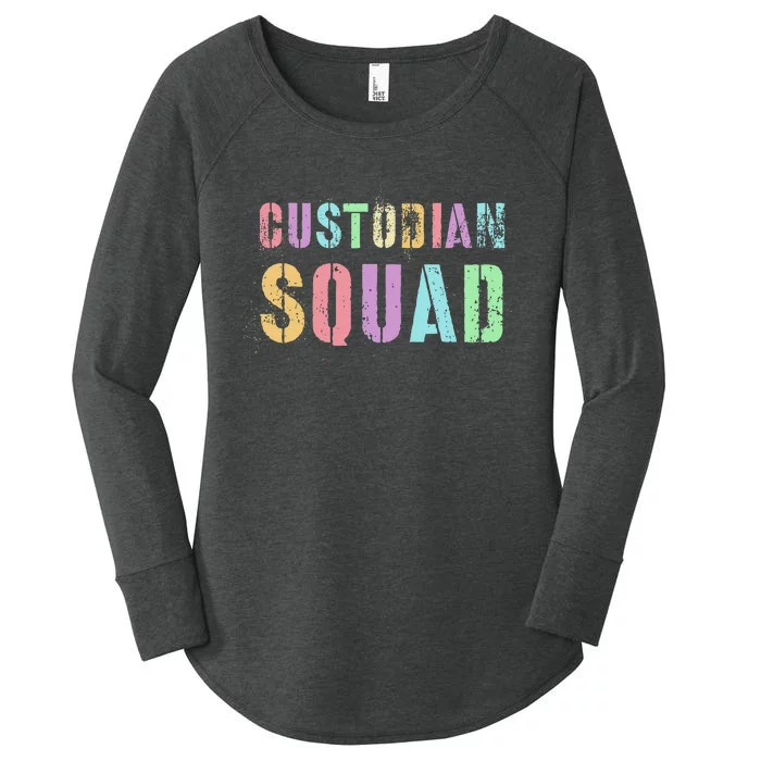 Cute Custodian Squad Cleaner Upkeep Cleanliness Facility Women's Perfect Tri Tunic Long Sleeve Shirt