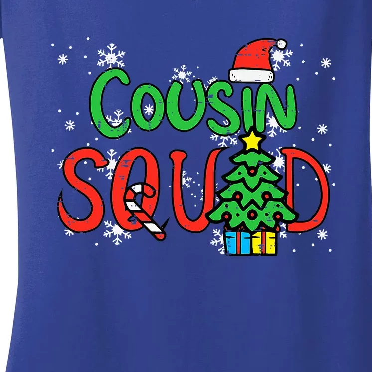 Christmas Cousin Squad Santa Hat Xmas Matching Women's V-Neck T-Shirt