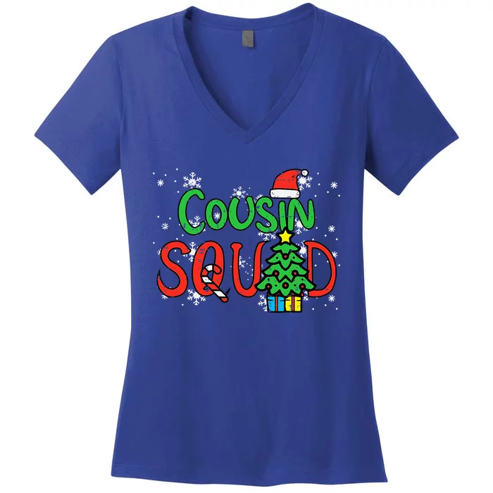 Christmas Cousin Squad Santa Hat Xmas Matching Women's V-Neck T-Shirt