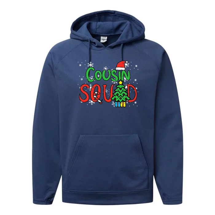 Christmas Cousin Squad Santa Hat Xmas Matching Performance Fleece Hoodie