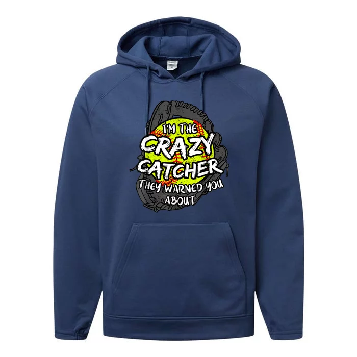 Crazy Catcher Softball Lovers Bat Ball Baseball Women Performance Fleece Hoodie