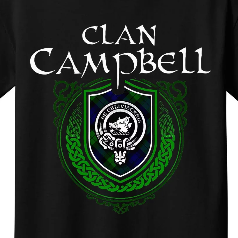 Clan Campbell Surname Scottish Clan Crest Tartan Badge Kids T-Shirt