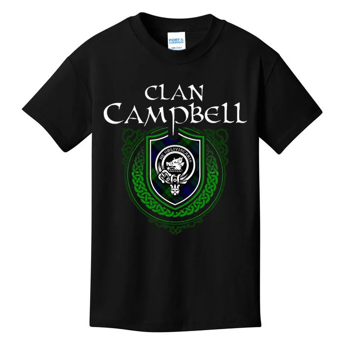 Clan Campbell Surname Scottish Clan Crest Tartan Badge Kids T-Shirt