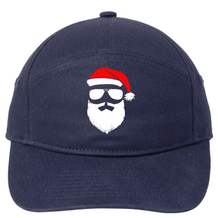 Christmas Cute Santa Claus Face Sunglasses With Hat Beard Gift 7-Panel Snapback Hat