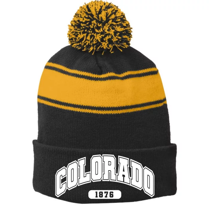 Colorado Collegiate Style 1876 Stripe Pom Pom Beanie