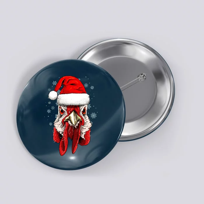 Chicken Christmas Santa Hat Xmas Boy Girl Button