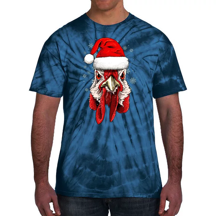 Chicken Christmas Santa Hat Xmas Boy Girl Tie-Dye T-Shirt