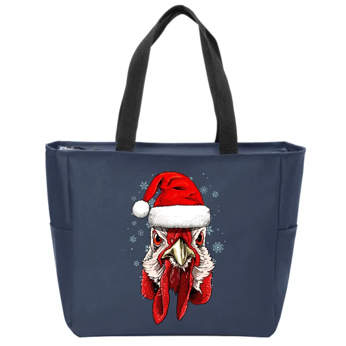 Chicken Christmas Santa Hat Xmas Boy Girl Zip Tote Bag