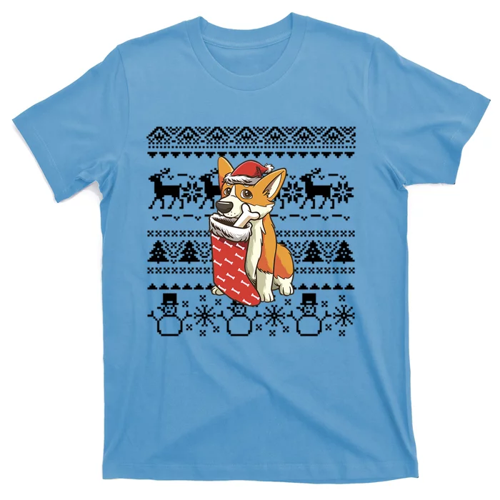 Corgi Christmas Stocking Design Dog Lover Christmas Corgi Cute Gift T-Shirt