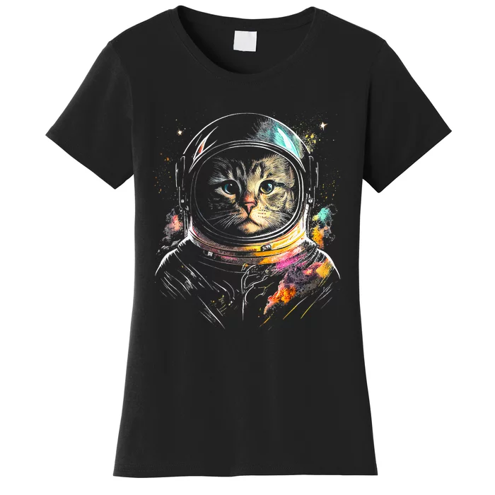 Cosmic Cat Space Astrocat In The Galaxy Graphic Women's T-Shirt