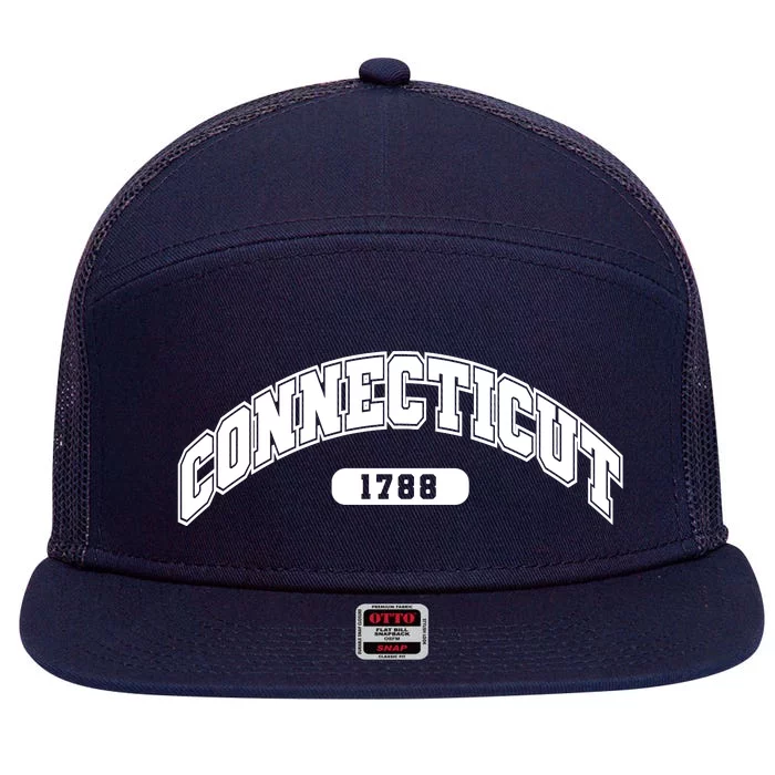 Connecticut Collegiate Style 1788 7 Panel Mesh Trucker Snapback Hat