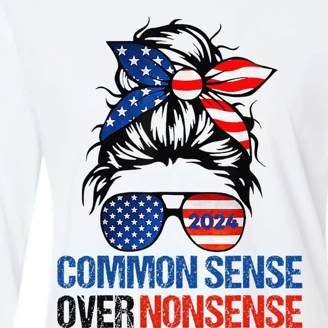 Choose Common Sense Over Nonsense Kamala Harris Waltz 2024 Womens Cotton Relaxed Long Sleeve T-Shirt