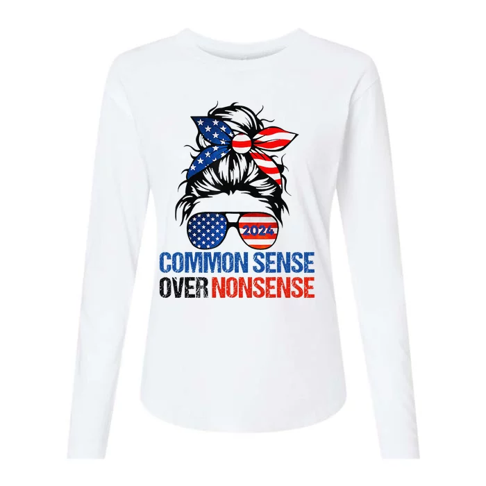 Choose Common Sense Over Nonsense Kamala Harris Waltz 2024 Womens Cotton Relaxed Long Sleeve T-Shirt