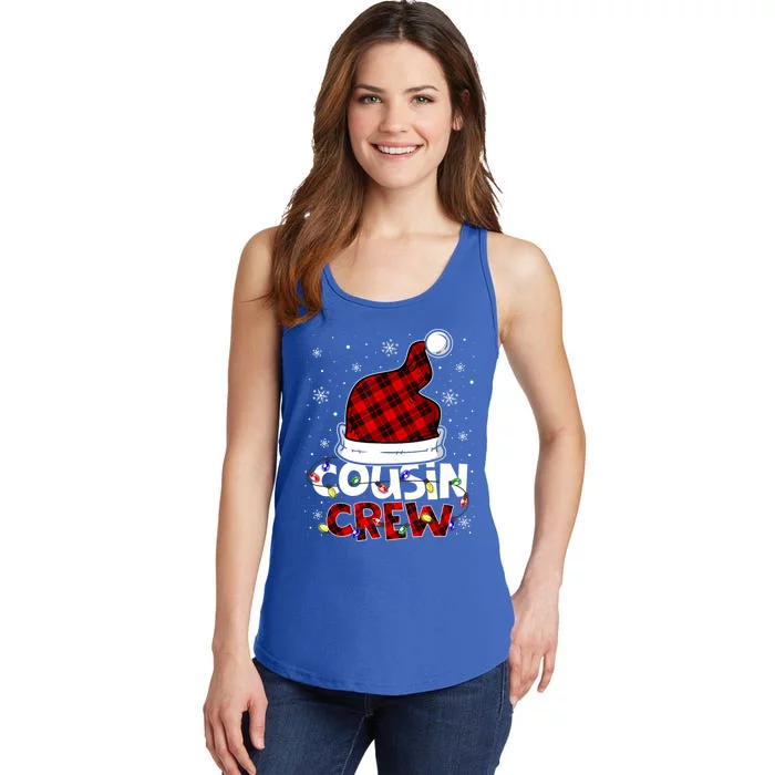 Cousin Crew Santa Hat Buffalo Red Plaid Xmas Light Meaningful Gift Ladies Essential Tank