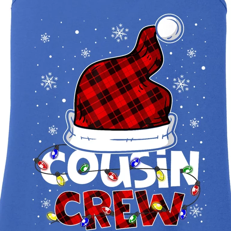 Cousin Crew Santa Hat Buffalo Red Plaid Xmas Light Meaningful Gift Ladies Essential Tank