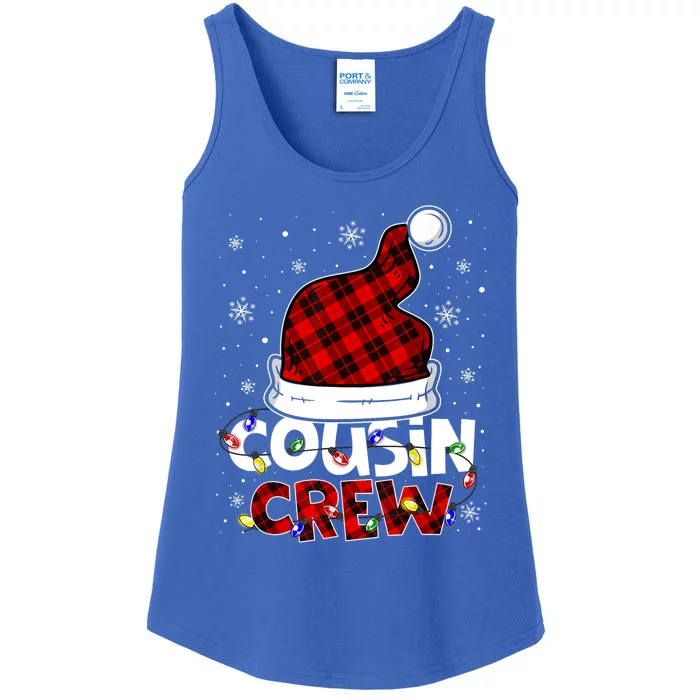 Cousin Crew Santa Hat Buffalo Red Plaid Xmas Light Meaningful Gift Ladies Essential Tank