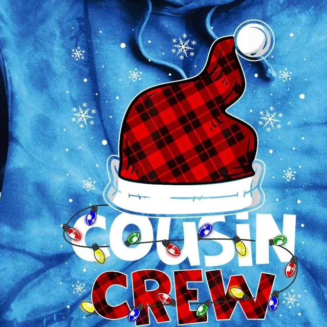 Cousin Crew Santa Hat Buffalo Red Plaid Xmas Light Meaningful Gift Tie Dye Hoodie