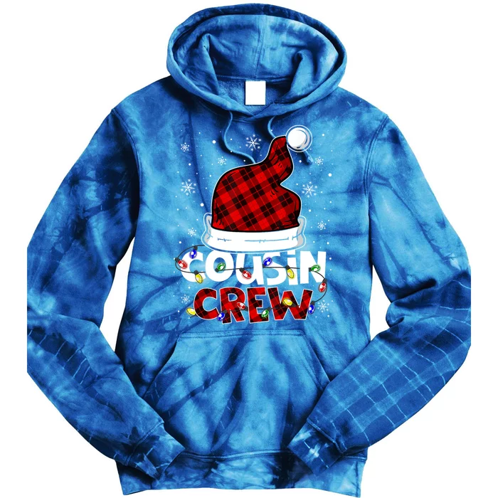 Cousin Crew Santa Hat Buffalo Red Plaid Xmas Light Meaningful Gift Tie Dye Hoodie