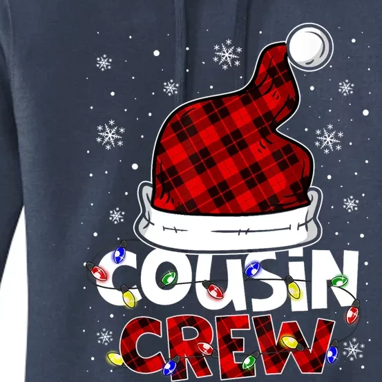 Cousin Crew Santa Hat Buffalo Red Plaid Xmas Light Meaningful Gift Women's Pullover Hoodie