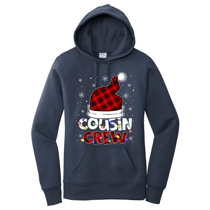 Cousin Crew Santa Hat Buffalo Red Plaid Xmas Light Meaningful Gift Women's Pullover Hoodie