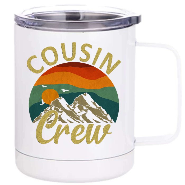 Cousin Crew Squad Camping Outdoor Sunset Summer Camp Front & Back 12oz Stainless Steel Tumbler Cup