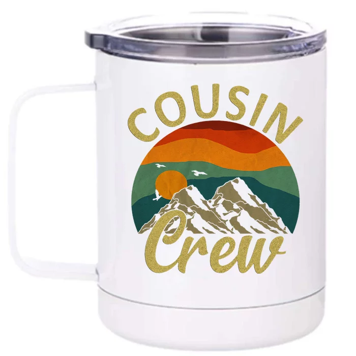 Cousin Crew Squad Camping Outdoor Sunset Summer Camp Front & Back 12oz Stainless Steel Tumbler Cup