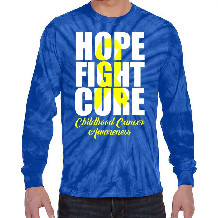 Childhood Cancer Support Hope Fight Cure Funny Gift Tie-Dye Long Sleeve Shirt