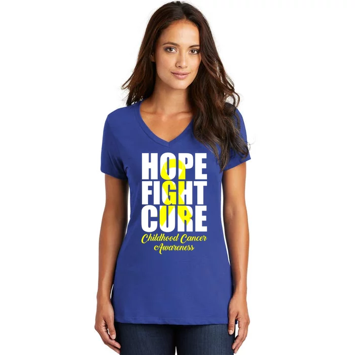 Childhood Cancer Support Hope Fight Cure Funny Gift Women's V-Neck T-Shirt