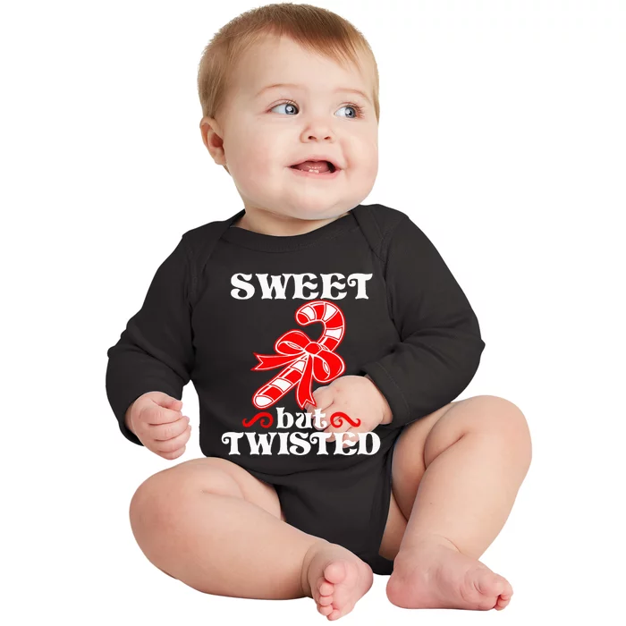 Candy Cane Sweet But Twisted Funny Christmas Short Sleeve Baby Long Sleeve Bodysuit