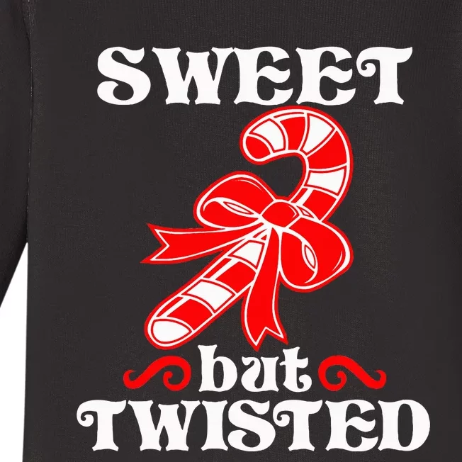 Candy Cane Sweet But Twisted Funny Christmas Short Sleeve Baby Long Sleeve Bodysuit