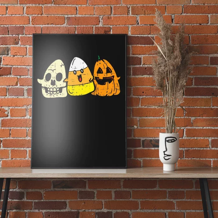 Candy Corn Skeleton Skull Pumpkin Fun Halloween Costume Poster