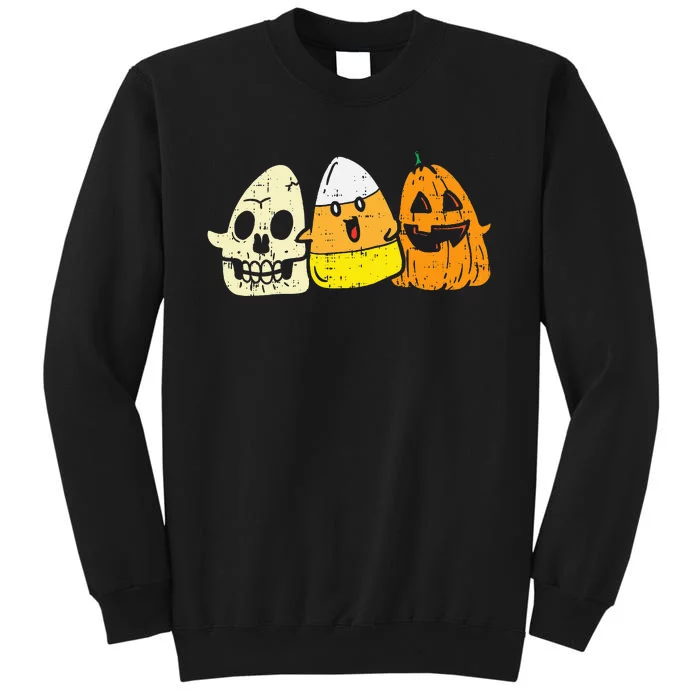 Candy Corn Skeleton Skull Pumpkin Fun Halloween Costume Tall Sweatshirt