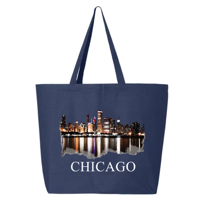 Chicago City Skyline Lights At Night Chicago Illinois USA 25L Jumbo Tote