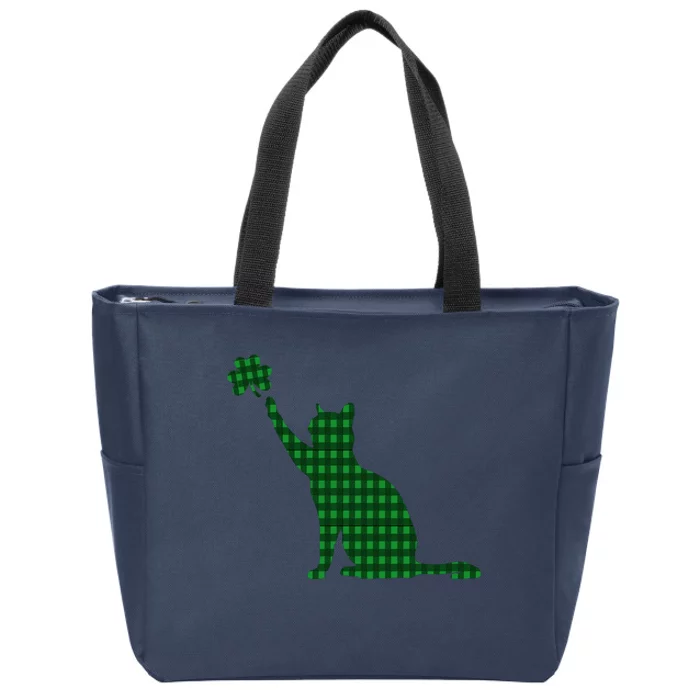 Cute Cat St Patricks Day Clover Lucky Cat Mom Shamrock Cat Zip Tote Bag