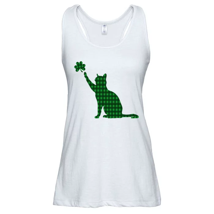 Cute Cat St Patricks Day Clover Lucky Cat Mom Shamrock Cat Ladies Essential Flowy Tank