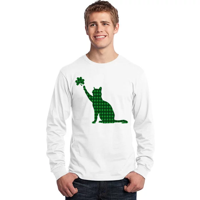 Cute Cat St Patricks Day Clover Lucky Cat Mom Shamrock Cat Tall Long Sleeve T-Shirt