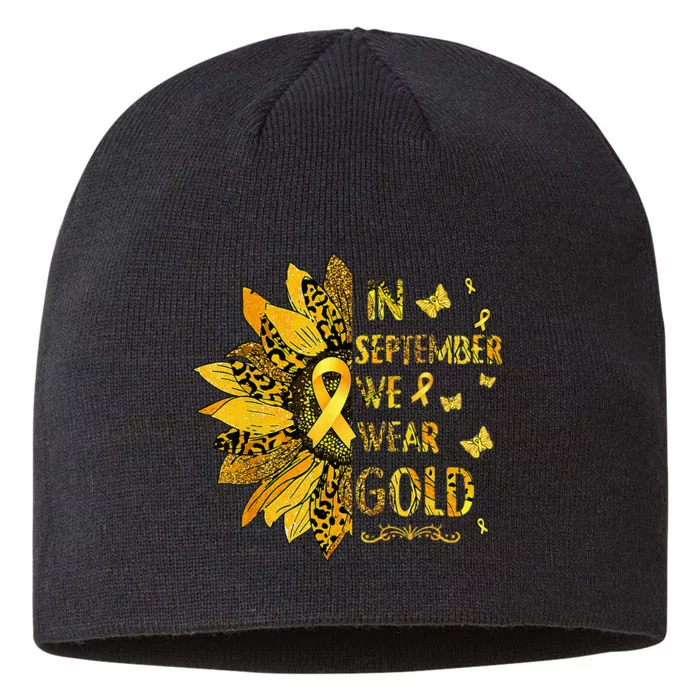 Childhood Cancer Sunflower In September We Wear Gold 8 1/2in Sustainable Knit Beanie