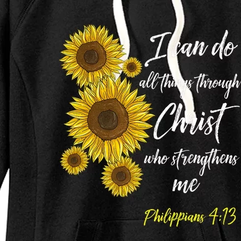 Cute Christian Sunflower Gift Best Religious Moms Gift Women's Fleece Hoodie