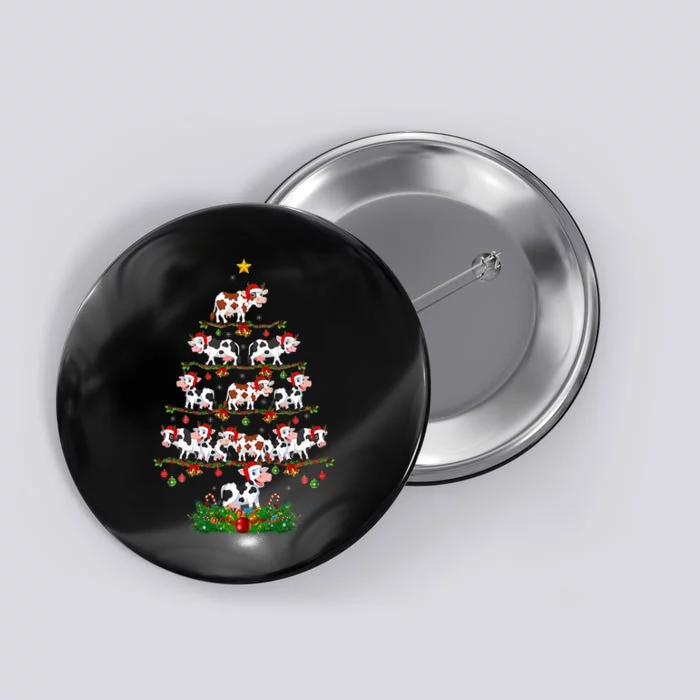 Cow Christmas Tree Funny Cow Lover Cow Xmas Button