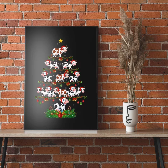 Cow Christmas Tree Funny Cow Lover Cow Xmas Poster