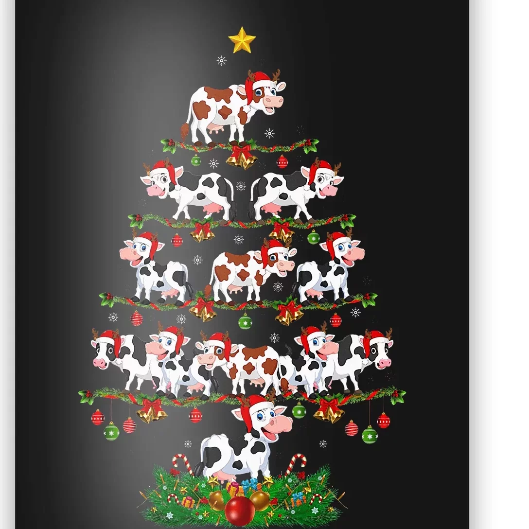 Cow Christmas Tree Funny Cow Lover Cow Xmas Poster