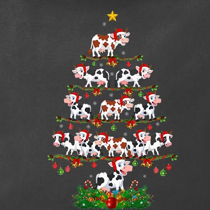 Cow Christmas Tree Funny Cow Lover Cow Xmas Zip Tote Bag