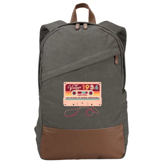 Cute Cassette Tape Limited Edition Vintage 1934 90 Years Of Being Awesome Cotton Canvas Backpack