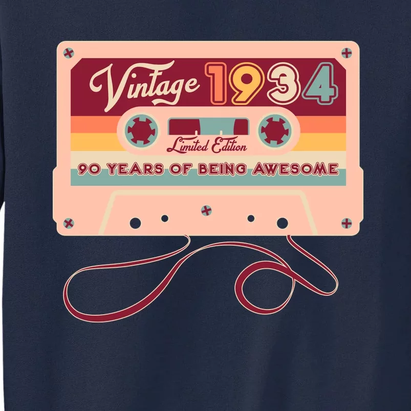 Cute Cassette Tape Limited Edition Vintage 1934 90 Years Of Being Awesome Tall Sweatshirt