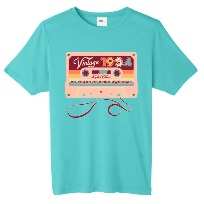 Cute Cassette Tape Limited Edition Vintage 1934 90 Years Of Being Awesome ChromaSoft Performance T-Shirt