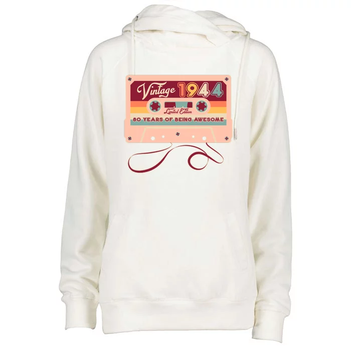 Cute Cassette Tape Limited Edition Vintage 1944 80 Years Of Being Awesome Womens Funnel Neck Pullover Hood