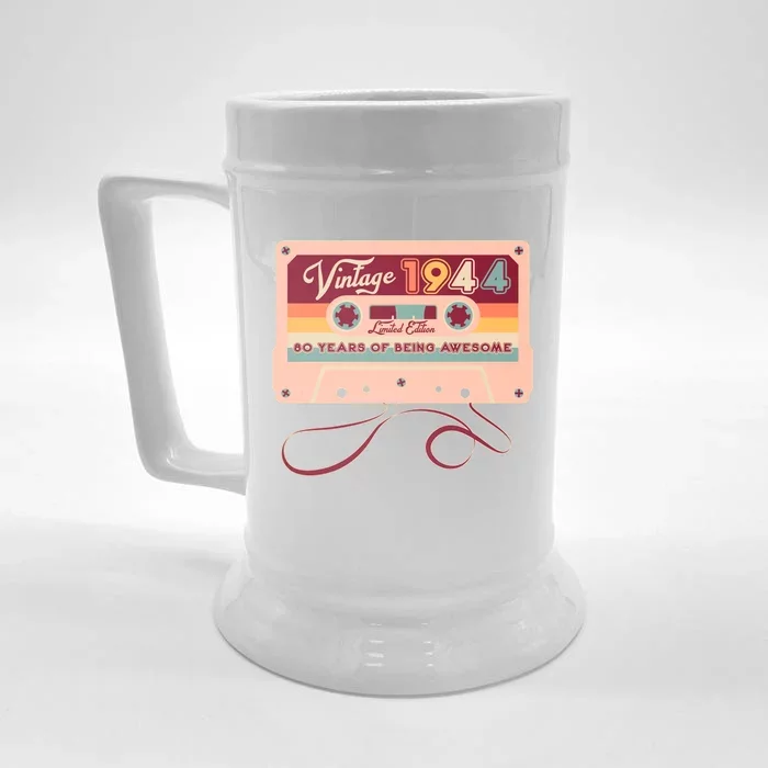 Cute Cassette Tape Limited Edition Vintage 1944 80 Years Of Being Awesome Front & Back Beer Stein