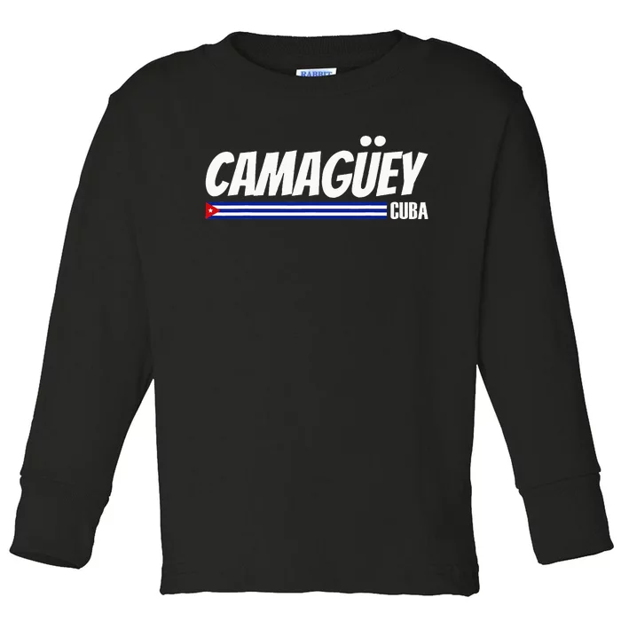 CamagüEy Cuba Travel Proud Cuban Cuba Flag Camaguey Toddler Long Sleeve Shirt