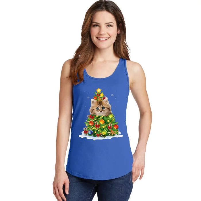 Cat Christmas Tree Ornaments Decor Funny Pajamas Family Xmas Ladies Essential Tank