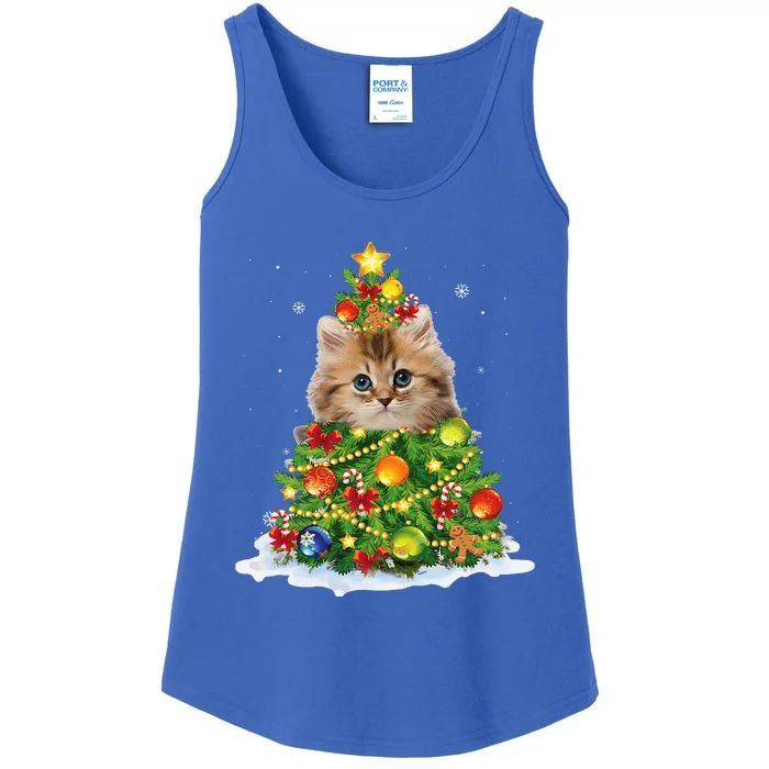 Cat Christmas Tree Ornaments Decor Funny Pajamas Family Xmas Ladies Essential Tank